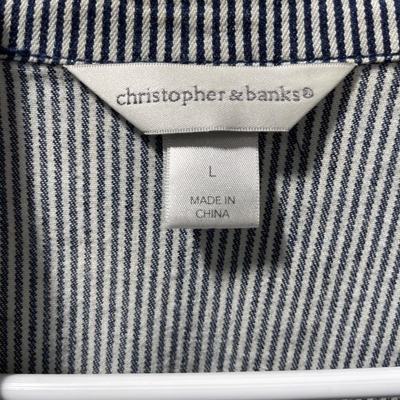 Christopher & Banks Railroad Striped Jacket With 4 Pockets & Long Sleeves Small - Picture 5 of 13